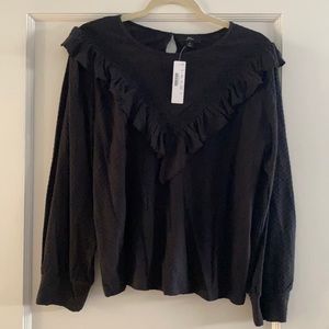 J Crew | Black Ruffle Top NWT